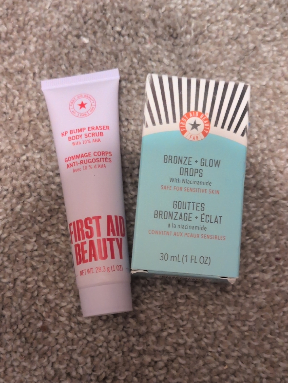 First Aid Beauty Bronze + Glow Drops And Travel Size Body Scrub